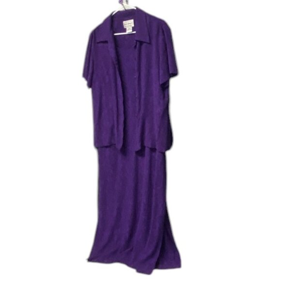 Karin Stevens Vintage Crinkle Sheath Tank Maxi Dress Short Sleeve Button Jacket - Picture 4 of 13